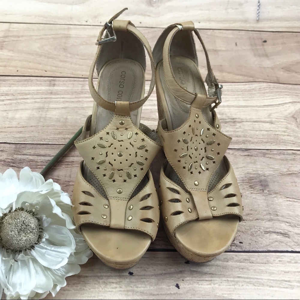 πSALEπ Corso Como Cork Wedge Sandals - Picture 3 of 8
